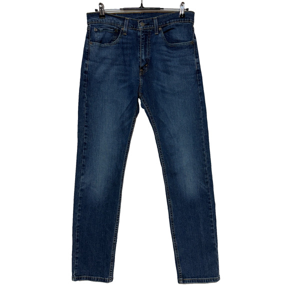 Levis 505 Jeans Mens 32X32 Blue Straight Leg Dark Wash Stretch Workwear - Picture 1 of 9